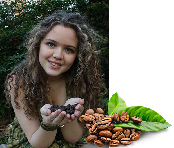 Alexa holding coffee beans